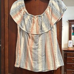 Off the shoulder top summer to fall colors perfect for jeans